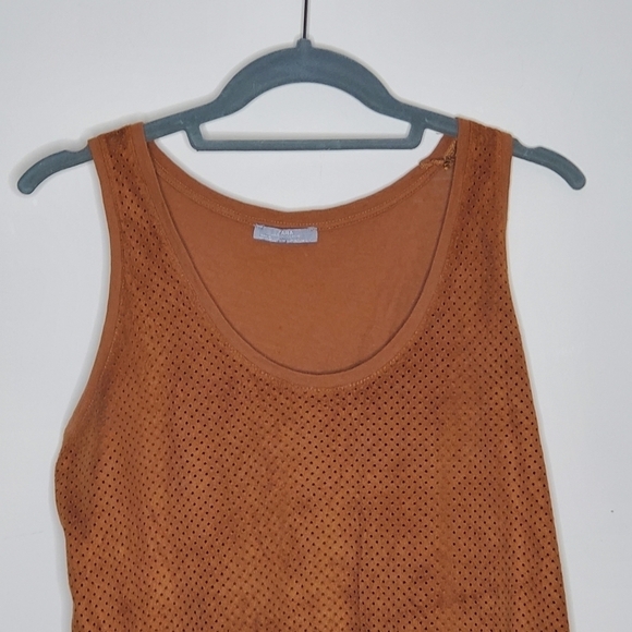 Zara Perforated Faux Suede Sleeveless Top - Picture 2 of 6